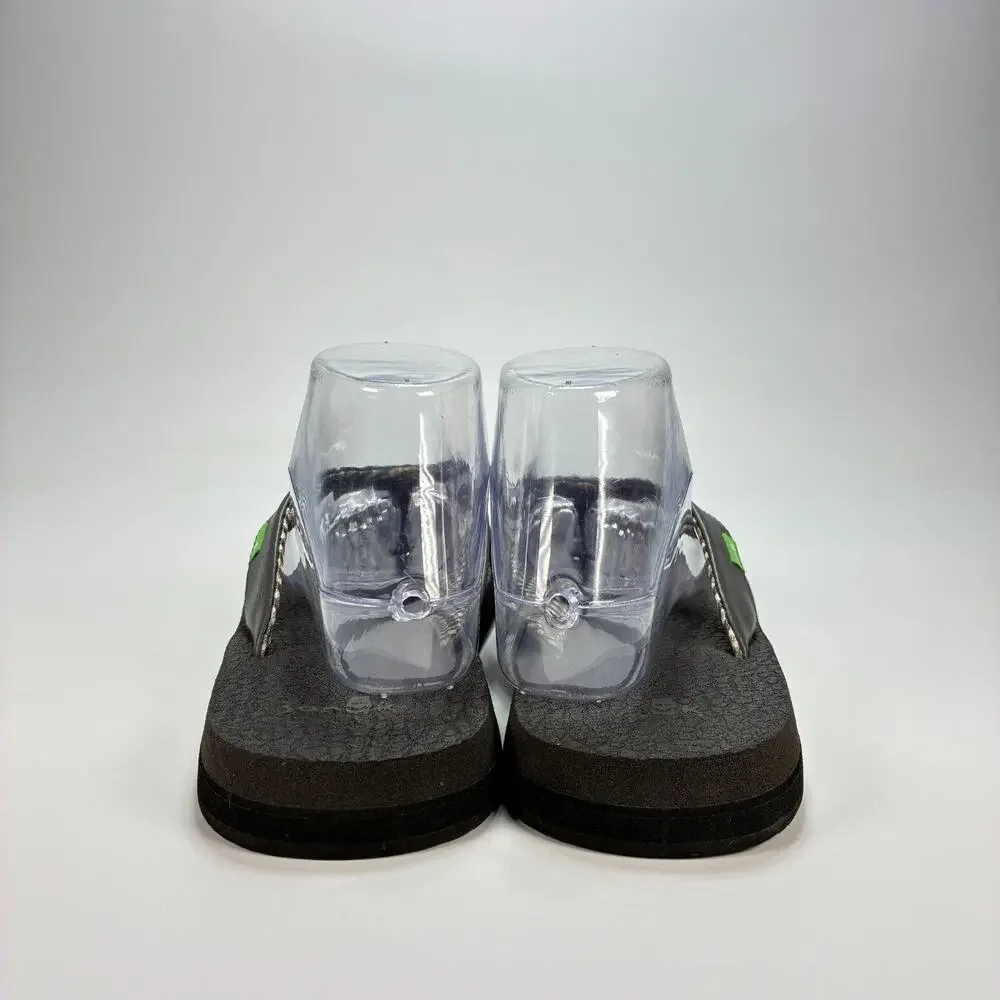 Sanuk Yoga Mat Black Comfort Casual Flip Flop Sandals SWS2908C Women's Size 10